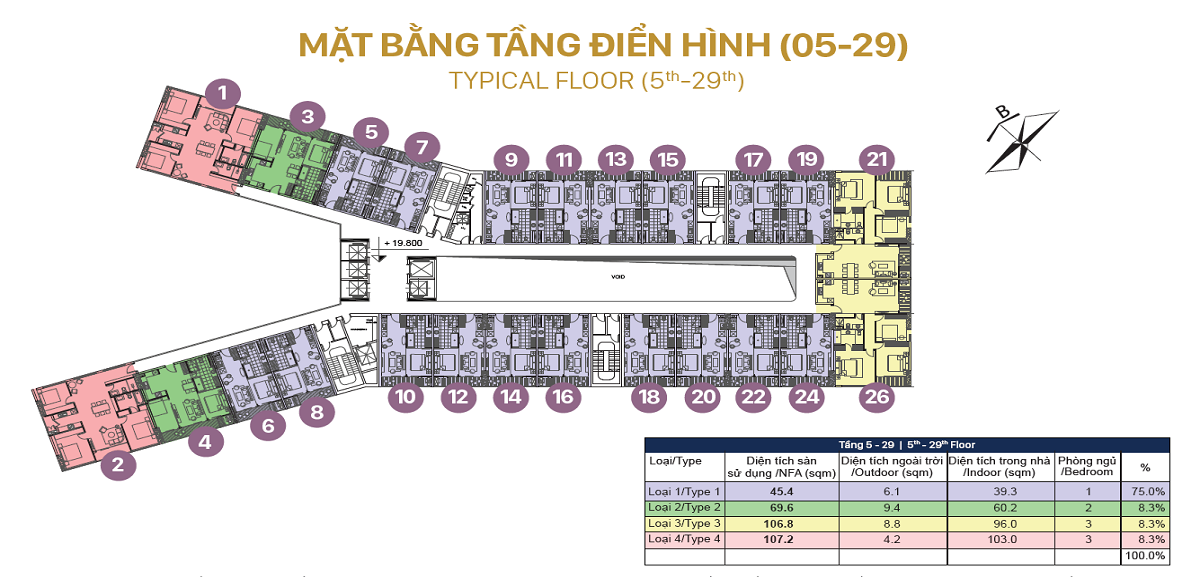 Mặt bằng FLC SEA TOWER tầng 5-29