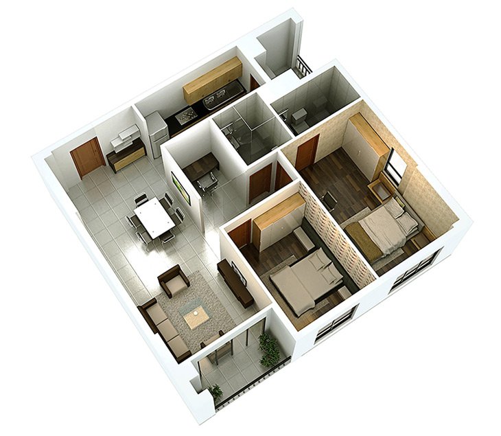 2 PN + 1 P.ĐA NĂNG  83.09M²