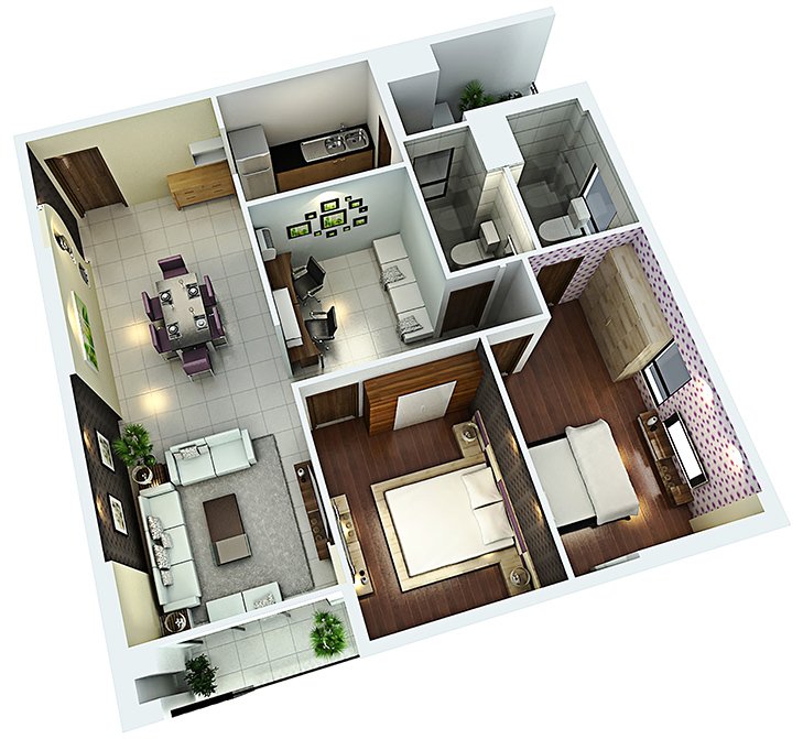 2 PN + 1 P.ĐA NĂNG – 98.70M²