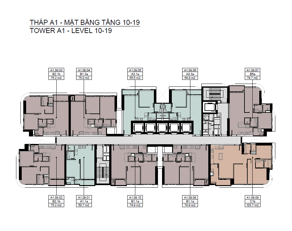 Tháp A1 tầng 10-19