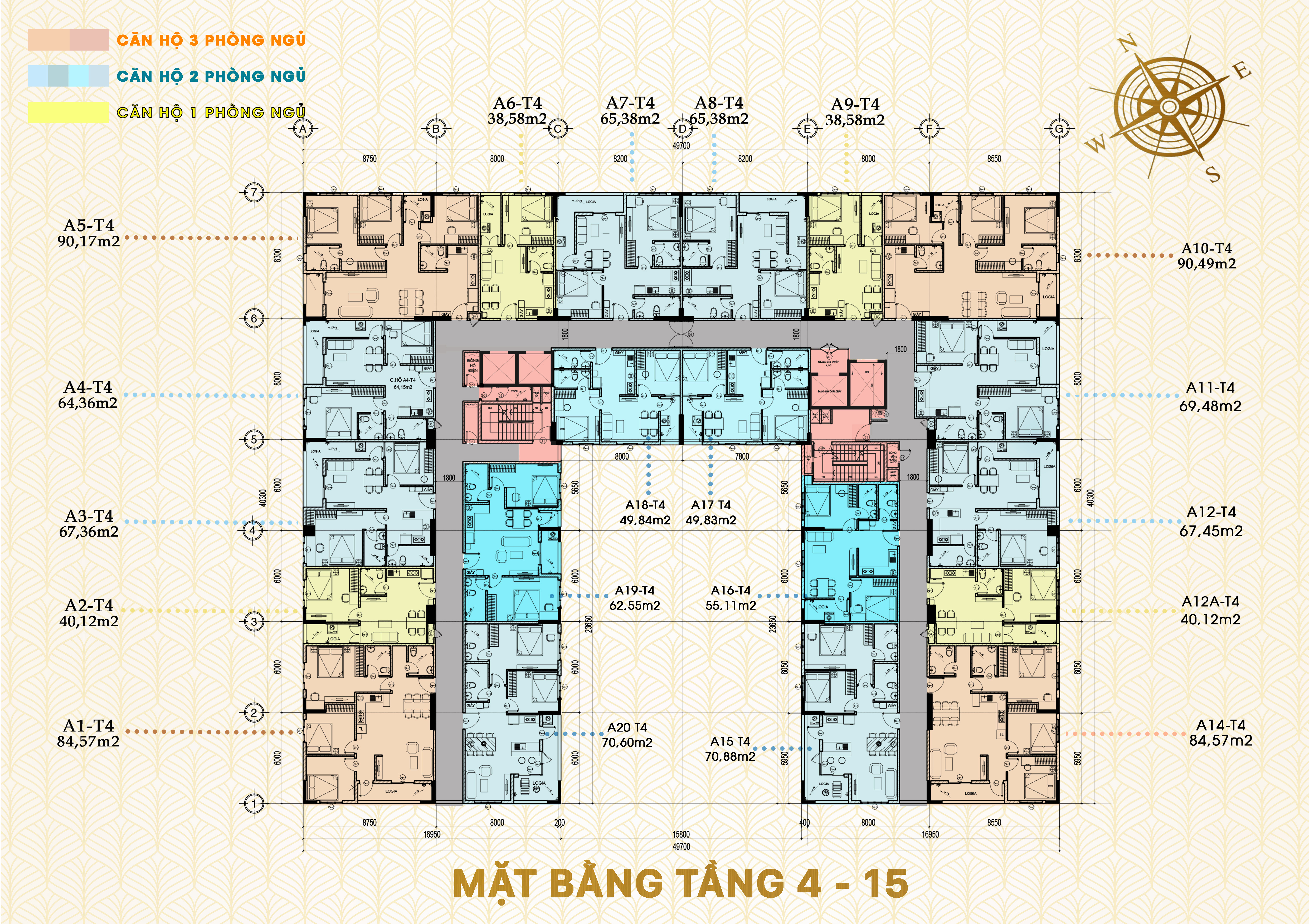 Mặt bằng tầng 4-15